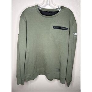 Reebok CrossFit Olive Green Crewneck Sweatshirt Utility Zip Pocket Men's Large-1